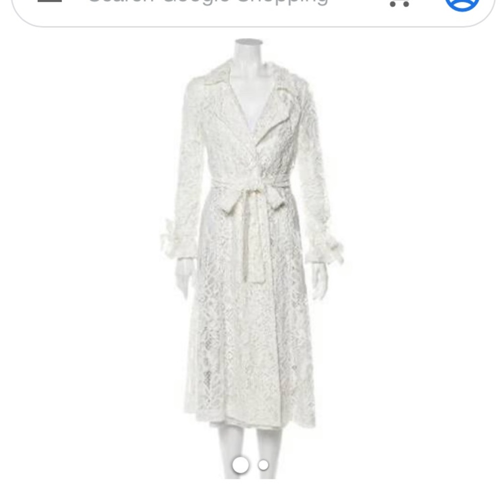 Alexis Neutral Pattern White Lace Trench Coat